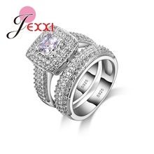 Novo conjunto de anel requintado para bijoux feminino jóias moda 925 prata esterlina anel de casamento conjunto para as mulheres anéis de promessa 2024 - compre barato