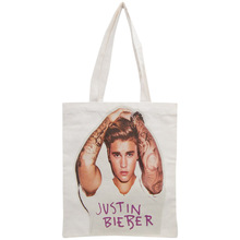 Bolso de mano personalizado de Justin Bieber para mujer, bolsa de hombro reutilizable, plegable, de lona, personalizable con tu imagen 2024 - compra barato