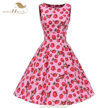 SISHION Strawberry Cherry Print Dress Women Sleeveless 1950s 1960s Large Swing Cotton Polka Dot Vintage Dresses VD0773 2024 - buy cheap