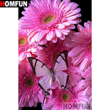 HOMFUN Full Drill Diamond Painting "Flower butterfly" DIY Picture Of Rhinestone 5D Diamond Embroidery Cross Stitch Decor A01280 2024 - buy cheap