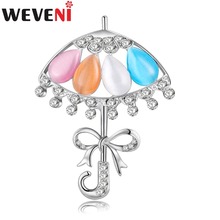 WEVENI-broche de paraguas de imitación de ópalo para mujer, broche de boda, Pin, Collar, decoración para bufanda, accesorios de joyería, nueva moda 2024 - compra barato
