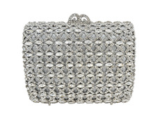 Beautiful Rhinestone Evening Bags Floral Crystal Jeweled Clutch Purse Silver rectangular inlaid diamonds hand bag 88392 2024 - buy cheap