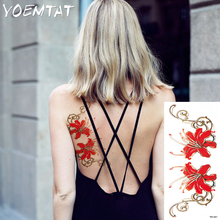 Flash henna tatuagem falsa tatuagens temporárias adesivos sexy flores rosa vermelha tatuagem braço ombro tatuagem à prova dwaterproof água mulher no corpo 2024 - compre barato