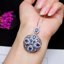 Special price.Natural sapphire necklace, 925 silver, Australian sapphire, light blue, beautiful leaves 2024 - buy cheap