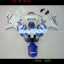 HHCustom сине-белый обтекатель комплект для YZFR1 00 01 YZF R1 2000 2001 YZF1000 yzfr1 Обтекатели набор аксессуары и запчасти для мотоциклов-Nn 2024 - купить недорого