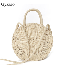 Gykaeo-Bolso de mano de lujo para mujer, bolsa pequeña de paja de diseñador, informal, Circular, de punto, de hombro 2024 - compra barato