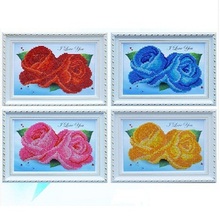 PSHINY 5D DIY diamond embroidery lover Rose Flower Pictures kit Transparent Round Rhinestone Diamond painting Cross Stich 2024 - buy cheap