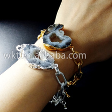 Crazy hot!Natural druzy geode bracelet with 24K gold trim ,boho style women new fashion bracelet WT-B167 2024 - buy cheap
