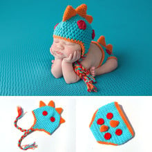 Baby hat newborn photography props Cute Handmade Dinosaur Costume Knit Baby Beanies and Diaper cover Set Baby Christmas Gift 2024 - buy cheap