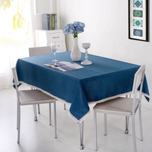 Cor sólida toalha de mesa decorativa imitação linho rendas toalha de mesa de jantar capa de mesa decoração para casa 2024 - compre barato