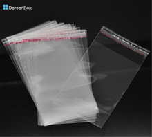 200 шт Doreen Box Самоклеющиеся пластиковые пакеты прозрачные для упаковки ювелирных изделий 11 см x 6 см (полезный размер: 9 см x 6 см) 2024 - купить недорого