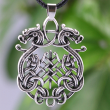 Langhong colar com pingente amuleto nórdico, 1 peça, grande, dragão duplo, joias, colar wiccan, norse pagão, talisman 2024 - compre barato