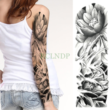 Waterproof Temporary Tattoo Sticker Lotus flower full arm large size fake tatto flash tatoo for men women 2024 - buy cheap