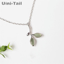 Uini-tail quente novo 925 prata esterlina folha verde colar feminino simples moda doce personalidade cem acessórios de correspondência 2024 - compre barato