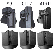 Imi liberação rápida arma coldre cinto de mão direita para glock 17 19 m9 1911 airsoft pistola coldre caça combate tiro com bolsa 2024 - compre barato