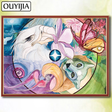 OUYIJIA-Cuadro de mariposa con diamantes 5D DIY, bordado de flores y animales, mosaico con diamantes de imitación cuadrados a la venta 2024 - compra barato