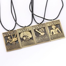 ONE PIECE Wanted Poster Necklace Ace Law Nami Sanji Warrant Pendant Necklace Friendship Men Anime Jewelry Choker Accessories 2024 - buy cheap