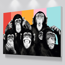 Quadros de parede para sala de estar, imagem de macaco quadros, poster nórdico de animal, arte na parede, pintura em tela, pôsteres vintage e impressões 2024 - compre barato