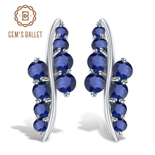 GEM'S BALLET 925 Sterling Silver Round Earrings 3.0Ct Natural Blue Sapphire Gemstone Engagement Stud Earrings for Women Jewelry 2024 - buy cheap