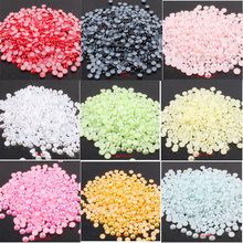 1000Pcs 6mm AB Colors Flatback Glue on Rhinestones Strass  Pearl Beads Multicolors ABS Resin Half Round Pearls for Nail Art E 2024 - buy cheap
