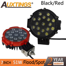 Auxtings 2X 7 inch 7'' 51w 12V 24V led work light bar black red 4x4 offroad car spot Flood beam for Jeep truck Auto 4X4 ATV Boat 2024 - buy cheap