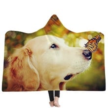 Hooded Blanket for Adults Kids Dog Cat Animal Printed Wearable Winter Warm Plush Sherpa Fleece Blankets for Sofa Watching TV 2024 - buy cheap