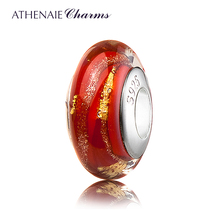 ATHENAIE Genuine Murano Glass 925 Silver Core Red Hot 18KT Gold Foill Charms Beads Fit European Bracelets Necklace Women Gifts 2024 - buy cheap