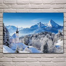 Carteles de paisaje de nieve natural de Castillo de invierno en la pared, imagen, decoración del hogar, sala de estar, dormitorio, KD596 2024 - compra barato