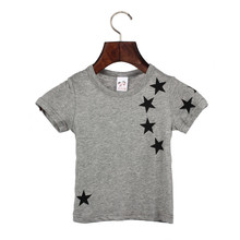 Camiseta de manga corta con cuello redondo para niño, niño y niña, Tops de algodón con estrella, tops de verano para bebé 2024 - compra barato