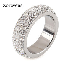 ZORCVENS-anillo de acero inoxidable de cristal para mujer, sortija elegante de dedo completo, joyería de boda 2024 - compra barato