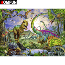 HOMFUN-pintura de diamante 5D DIY "dinosaurio Animal", bordado de regalo de punto de Cruz, decoración del hogar, regalo A08312 2024 - compra barato