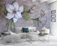 Beibehang papel de parede personalizado 3d em relevo floral borboleta plano de fundo parede 3d para decoração de casa sala de estar quarto papel de parede 3d 2024 - compre barato