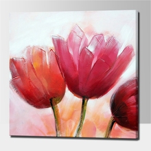 Frameless 100% pintados à mão flor pinturas a óleo de flor vermelha textura sobre tela para decoração casa 2024 - compre barato