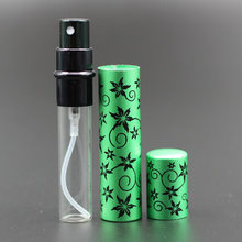 PULVERIZADOR DE Perfume vacío de viaje, botella de Perfume de aluminio anodizado con estampado de hojas de vidrio, bomba de aroma, oferta, 8ml, 15 unids/lote 2024 - compra barato