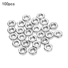 100Pcs Carbon Steel Nuts Metric Thread Hex Nuts Silver Hexagon Nut For Screws Bolts M2/M2.5/M3/M4/M5/M6 Fasteners Nuts 2024 - buy cheap