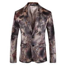 Blazer masculino casual, jaqueta de alta qualidade com estampa, acabamento em forma de blazer 2024 - compre barato