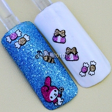 2 Sheets Cute 3D Nail Art Glitter Stickers Decals For Nail Tips Decorations Candy Bee Hedgehog Rabbit Design BLE988D 2024 - buy cheap