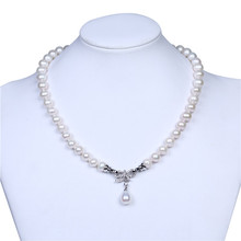Daking-collar con colgante de lazo para mujer, gargantilla de auténticas perlas cultivadas, joyería de 8,5-9,5mm 2024 - compra barato
