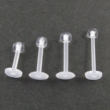 SaYao 4 Pieces 16G 12mm Plastic Clear Transparent Invisible Lip Ring Labret Rings Tragus Ear Soft body Piercing jewelry 2024 - купить недорого