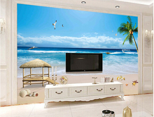 Murales 3D personalizados, escenario de cielo azul y coco de mar, sala de estar, sofá, pared de TV, papel de pared del dormitorio 2024 - compra barato