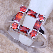 Gleaming Red Garnet Silver Plated  Women's Jewelry Ring Size 6 / 7 / 8 / 9 R0386 2024 - buy cheap