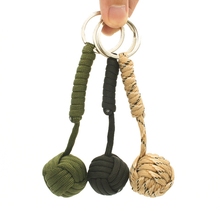 Outdoor Hiking Security Protection Black Monkey Fist aid Wood Ball Emergency Pracord Self Defense Lanyard Survival Key Chain 2024 - buy cheap