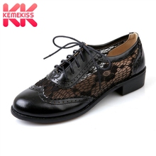 KemeKiss/женская повседневная обувь на плоской подошве для отдыха, весенние женские лоферы на шнурках для вечеринок, женская брендовая обувь, размер 34-43, P17433 2024 - купить недорого