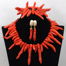 Conjunto de collar de joyería de Coral africano, conjunto de collar de cuentas de Coral africano gruesas, conjunto de joyería nupcial 2017, envío gratis CNR435 2024 - compra barato
