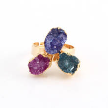 1pc Charms Boho Irregular Natural Stone Druzy Ring Adjustable Drusy Gold Color Crystal Finger Rings For Women Jewelry Gift DR2 2024 - buy cheap