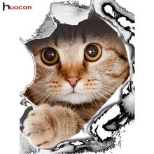 HUACAN Full Square/Round Drill Diamond Embroidery Animals Mosaic Cross Stitch 5D DIY Diamond Painting Cat Decoration Home 2024 - buy cheap