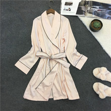 Freeshipping Spring/Summer/Autumn Sexy Women's Spaghetti Strap Nightgown Sleepwear Female Silk Robe Twinset Lounge Set 2024 - buy cheap