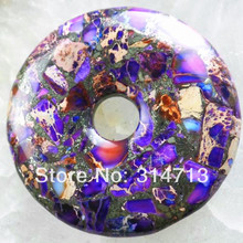 Purple Sea Sediment Stone & Pyrite Donut Pendant Bead 50x8mm SY740 2024 - buy cheap