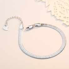 925 Sterling Silver Romantic Lovely Fashion Female Handmade Jewelry Lovely Flat Snake Bracelet  Bracelet 2024 - buy cheap