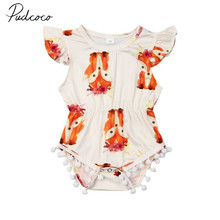 2019 Baby Summer Clothing 0-24M Infant Kid Baby Girl Boys Lovely Bodysuit Ruffles Short Sleeve Animal Jumpsuit Clothes Outfits 2024 - buy cheap